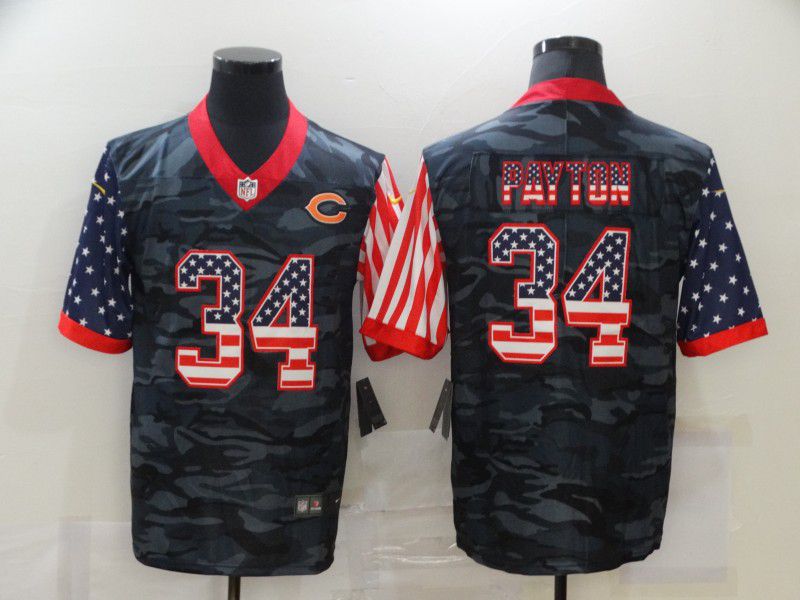 Men Chicago Bears #34 Payton Camouflage national flag Nike Limited NFL Jersey